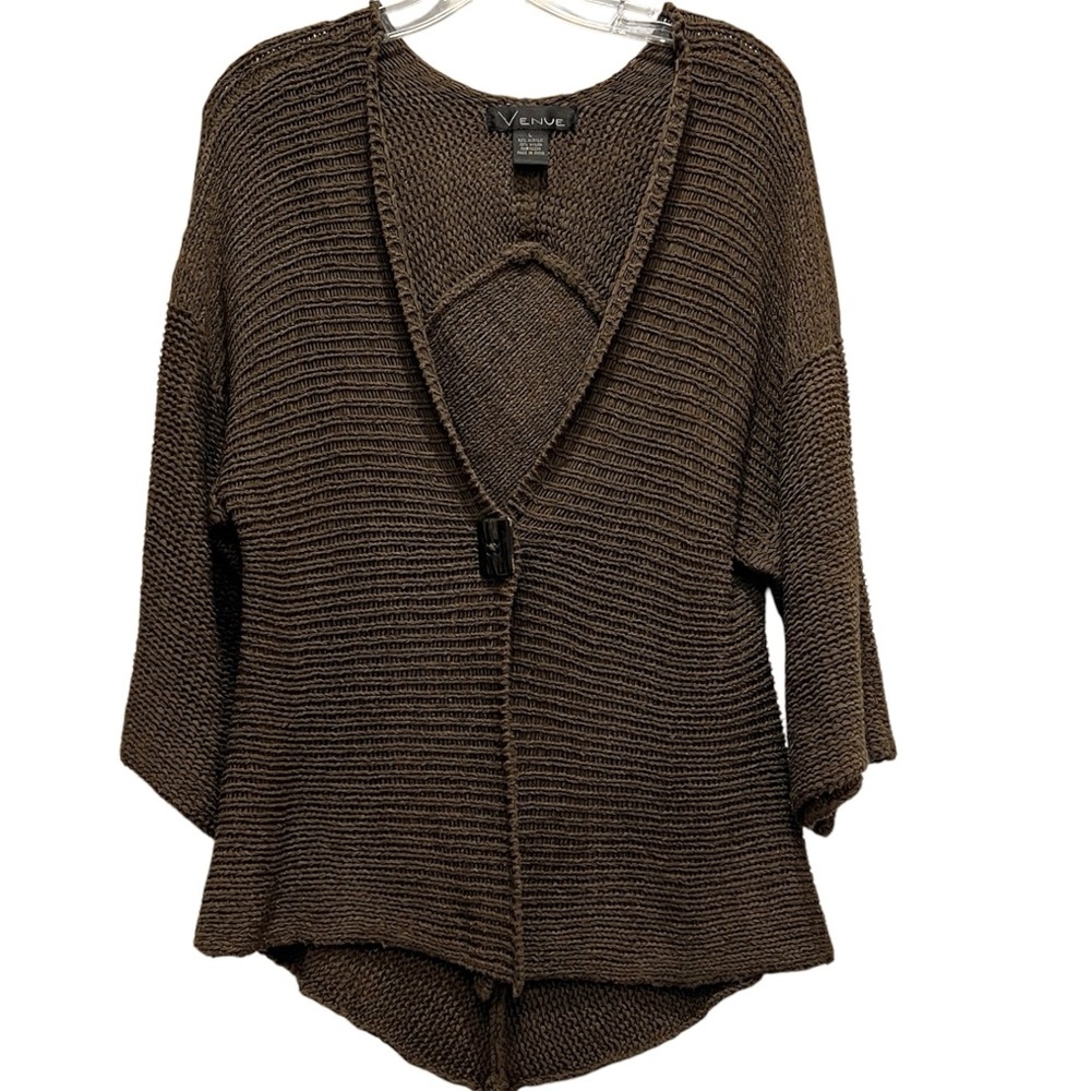 Venue Womens Dark Brown Knit Open Front Cardigan Size Large